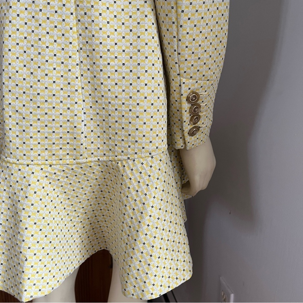 Cabi Women’s Hobnob Topper Jacket Swing Coat Daffodil Yellow Geometric Design S - Picture 10 of 15